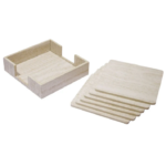 Set of 6 Light Brown Square Wooden Tea Coaster - For Corporate Gifting, Office Use, Personal Use, Return Gift BG-JAK25TCW