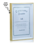 Personalized A4 Wooden Finish Photo Memoir, Document, cum Certificate Frame - For Corporate Gifting, Employee Appreciation, Office Desk, Farewell Gifts - BG-JAPS5011A4