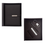 Black 4 in 1 Power Bank Notebook Diary Combo Gift Set - For Employee Joining Kit, Client, Dealer Gifting, Corporate Gifting or Return Gift BG-HK2565