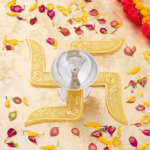 Brass Swastik Diya with Royal Velvet Box for Pooja,Diwali,Home Decor, Return Gift. - Image 3