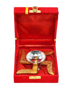 Brass Swastik Diya with Royal Velvet Box for Pooja,Diwali,Home Decor, Return Gift. - Image 9
