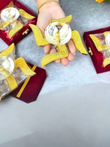 Brass Swastik Diya with Royal Velvet Box for Pooja,Diwali,Home Decor, Return Gift. - Image 10